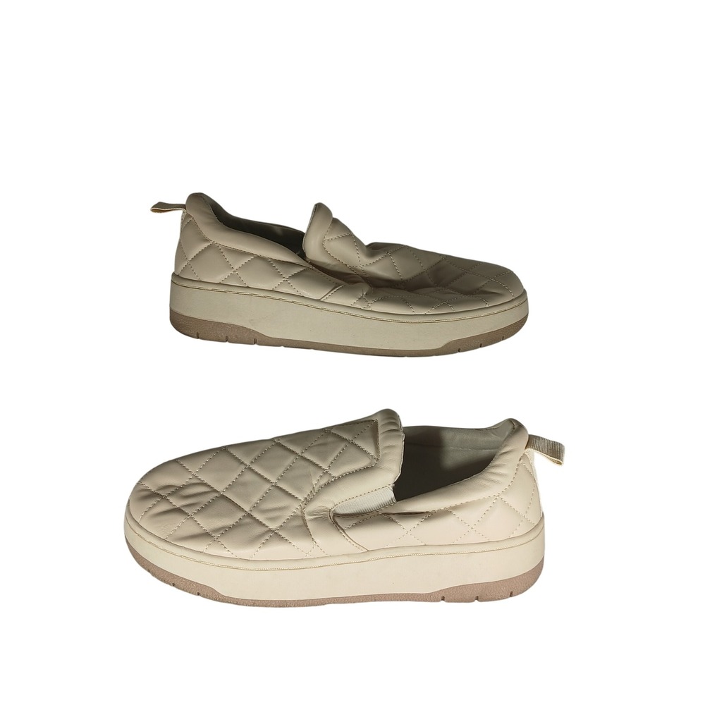 H&M Quilted Platform Slip On Sneakers Size 8 Beige Cream Minimalist 209731